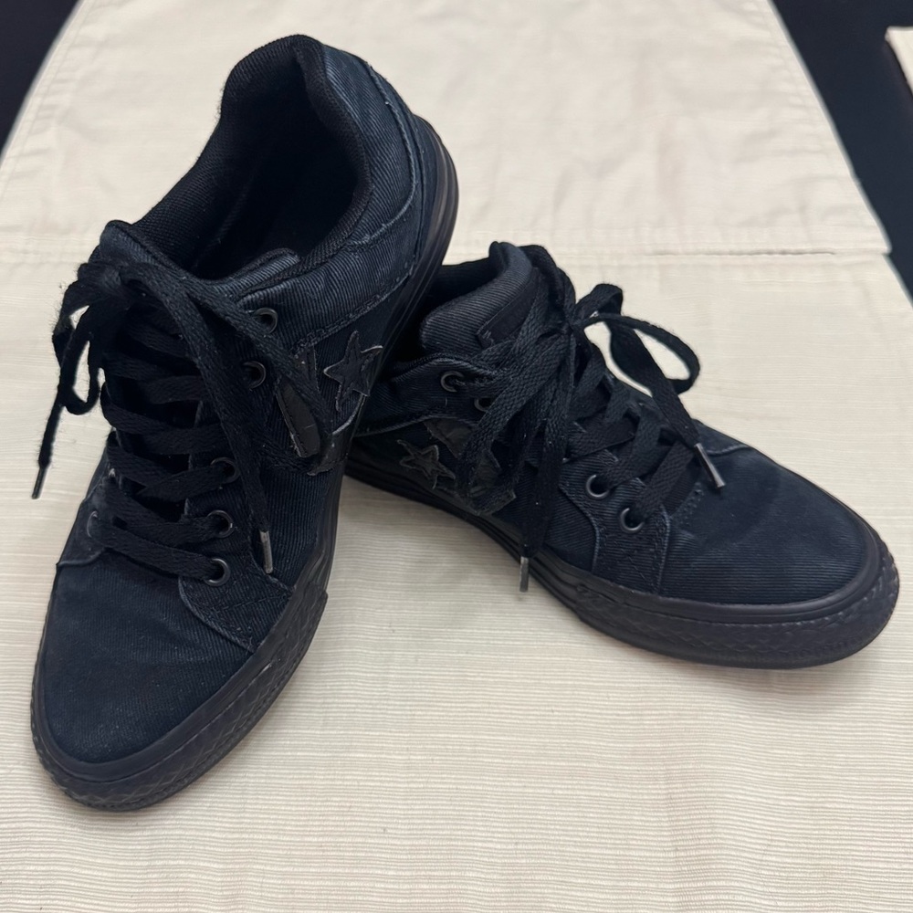 Converse Blue Black Canvas Sneakers Youth 3
